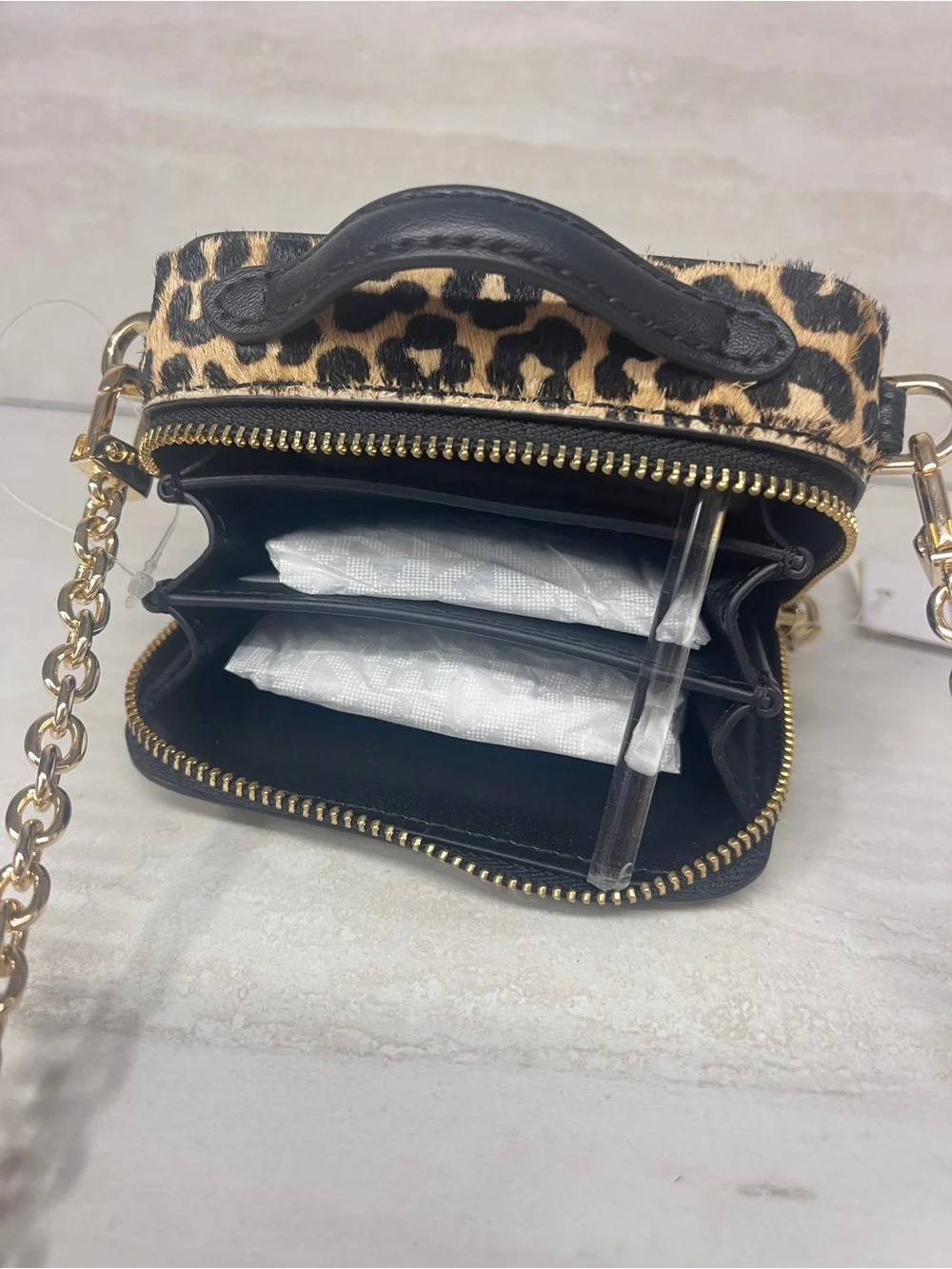 Michael Kors Estelle Micro Trunk Crossbody  Wallet On A Chain Card Case